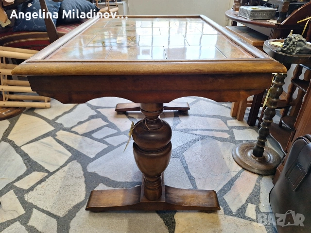 Винтидж маса за всекидневна с плочки , снимка 4 - Маси - 53999483