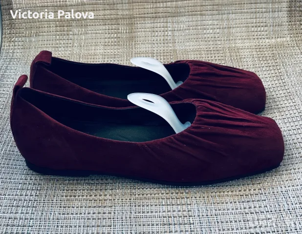 Лимитирани дизайнерски велурени обувки Wanna Maria Fiori, Рьчна изработка, Бордо, Стелка 25.5 см, снимка 6 - Дамски елегантни обувки - 55440722