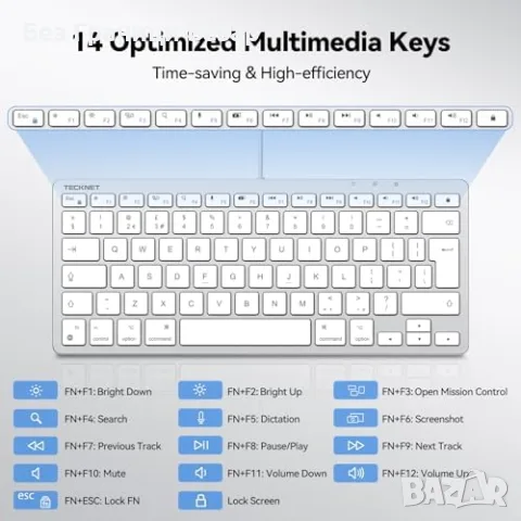 Нова TECKNET жична клавиатура за лаптоп Mac USB-C USB-A тиха компактна ергономична, снимка 5 - Клавиатури и мишки - 55646915