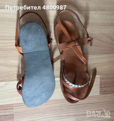 Сандали от естествена кожа употребявани, ръчна изработка, номер 36, кафяви , снимка 3 - Сандали - 55588220