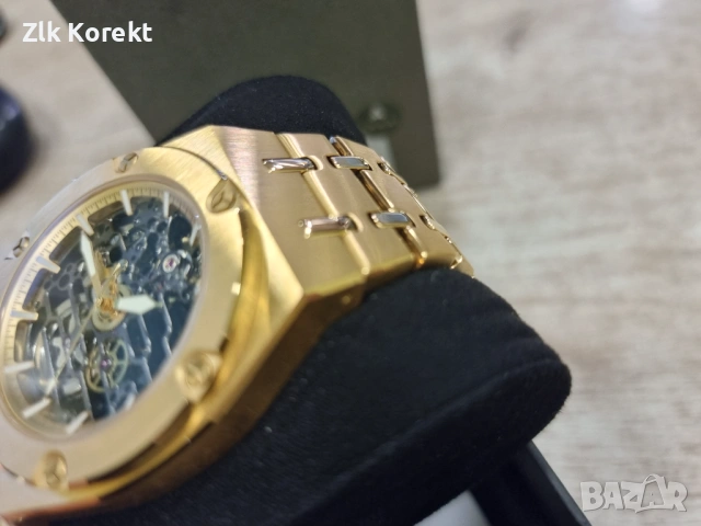Автоматичен часовник с видим механизъм, Златист, снимка 4 - Мъжки - 54608126