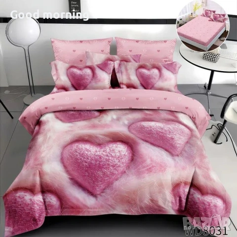 Флорален комплект с ластик, 100% памук 1 бр. х плик за завивка 200 x 230 cm 1 бр. х долен чаршаф , снимка 14 - Спално бельо - 54090365