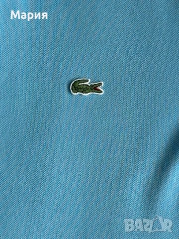 Мъжка светло синя тениска с яка Lacoste оригинална, снимка 2 - Тениски - 54666649