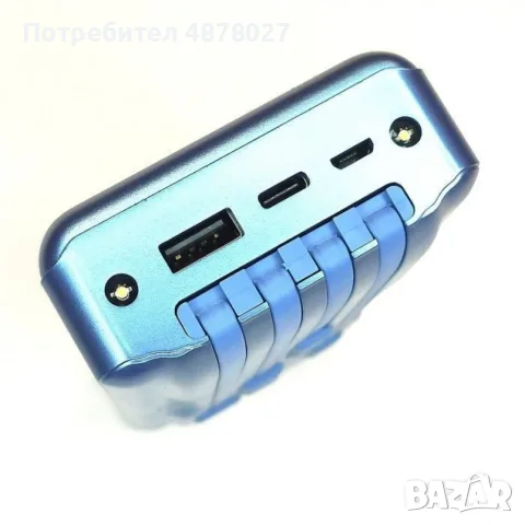 Външна батерия със соларен панел Power bank UKC 8412 10 000 Mah кабел за зареждане 4в1 Син, снимка 2 - Външни батерии - 55512820