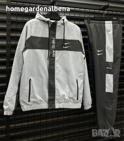 Спортен екип ветровка с качулка панталон черно бяло сиво S M L XL 2XL, снимка 3 - Спортни дрехи, екипи - 54402736