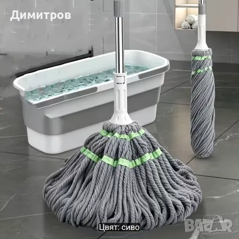 Моп(стирка) за почистване с механизъм за изстискване – удобство без усилие, снимка 3 - Мопове, кофи, четки и метли - 55503805