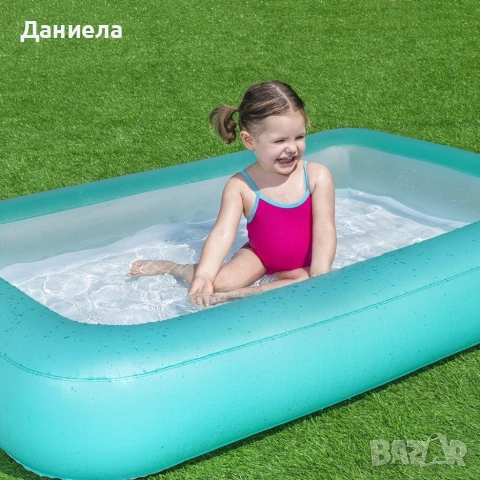 Детски правоъгълен надуваем басейн 165x104x25 см – меко дъно и безопасни клапани, снимка 5 - Други стоки за дома - 54958262