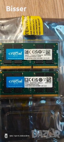 RAM 64GB DDR4 3200 Crucial SODIMM 2 x 32GB памет за лаптоп