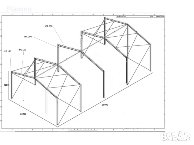 Метално хале - ригел - метална конструкция 12х20м , снимка 2 - Индустриална техника - 54070636