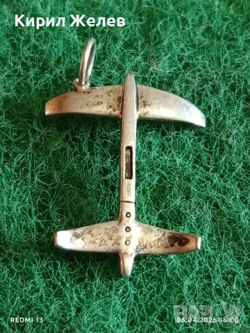 Красива сребърна висулка във формата на Самолет подходящ аксесоар за ежедневието 54180, снимка 3 - Колиета, медальони, синджири - 54079337