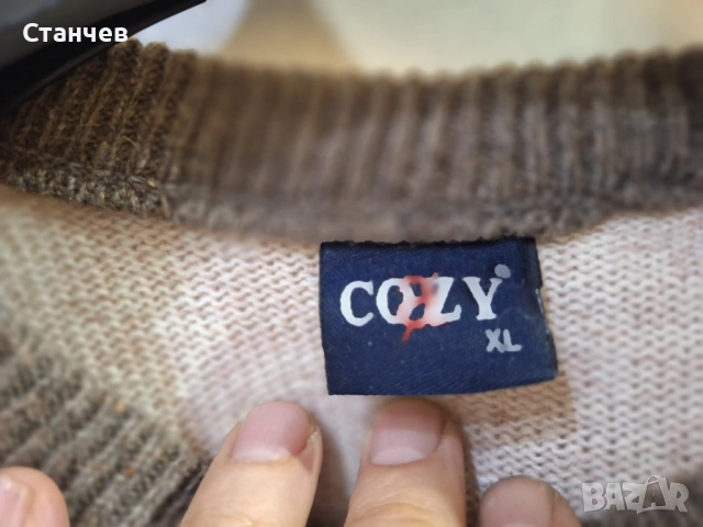 Мъжки  вълнен пуловер COZY, размер XL – 80% Вълна, снимка 2 - Пуловери - 54693476