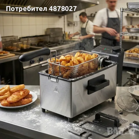 Електрически фритюрник 2000W, неръждаема стомана, регулируема температура, прозрачен капак, снимка 4 - Други - 55419734