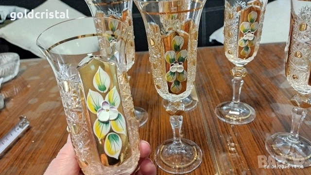 кристални чаши Бохемия Чехословакия , снимка 5 - Антикварни и старинни предмети - 54011301