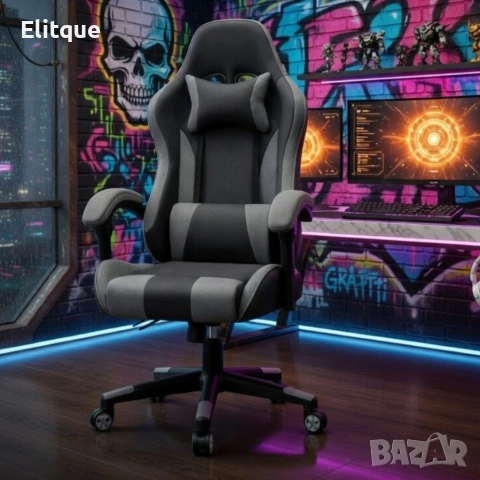 Ергономичен офис и геймърски сив стол – Максимален комфорт за гърба и врата, регулируем, снимка 5 - Други стоки за дома - 54211954