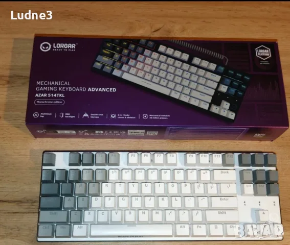 Lorgar Azar 514 TKL White механична клавиатура Dream Purple Switch, снимка 2 - Клавиатури и мишки - 55649426