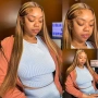 Естествена перука от бразилска коса 70-75 см - Lace Front 13x6, кафява с руси кичури, 200% плътност, снимка 9