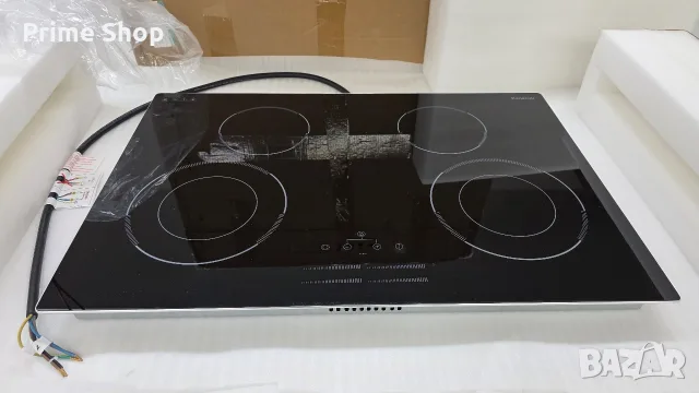 Стъклокерамичен плот за вграждане 77см, 7100W, 4 зони (2 двойни), стоманена рамка, Karienvir, снимка 11 - Котлони - 55677382