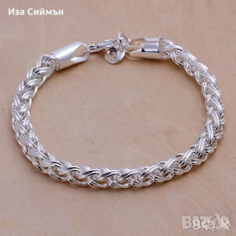Сребърни гривни и синджирчета - различни модели, снимка 7 - Гривни - 34254048