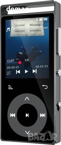 MP3 плеър 90GB Bluetooth 5.3, FM радио, HiFi звук, поддръжка до 128GB, слушалки