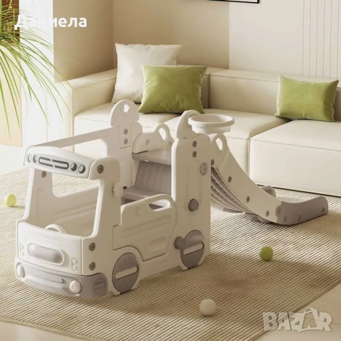 Детски игрален модул автобус с пързалка – сив, снимка 3 - Други - 55286951