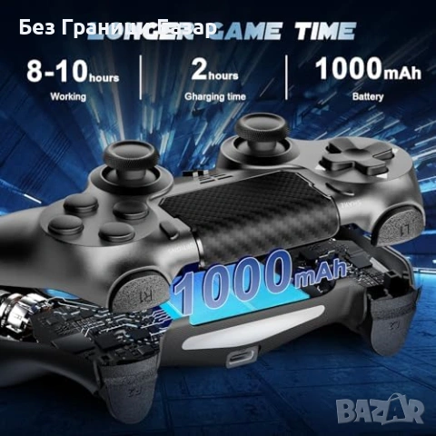 Нов контролер Bluetooth джойстик за PS4 Pro Slim PC с вибрация и жак Геймпад игри, снимка 6 - Аксесоари - 54227011