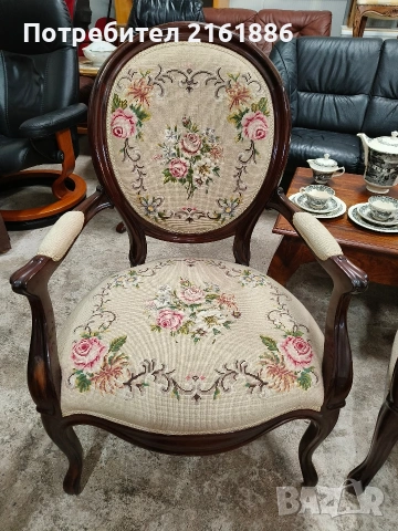 Комплект от две кресла с гобленова дамаска , снимка 2 - Столове - 54140718