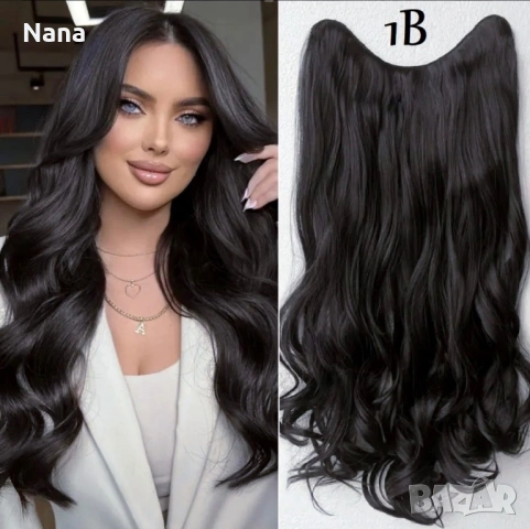 Черни треси екстеншън Дължина 60см Цена 21€, снимка 4 - Аксесоари за коса - 54183046