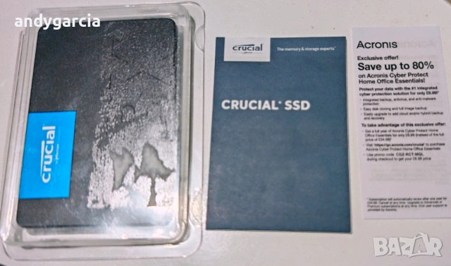 1TB SSD диск CRUCIAL BX500 ЧИСТО НОВ 1000GB SSD 2.5 CT1000BX500SSD1 disk laptop computer, снимка 5 - Твърди дискове - 54556489