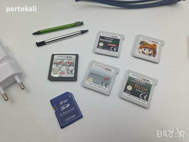 Nintendo 3DS + 5 игри кейс калъф карта памет аксесоари, снимка 4 - Nintendo конзоли - 55278960