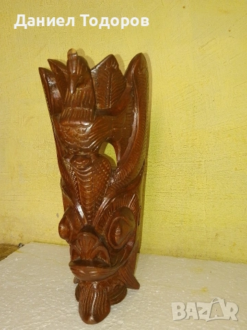 Стара Дървена Маска, Дърворезба - Орел и Дракон, снимка 7 - Антикварни и старинни предмети - 54236116