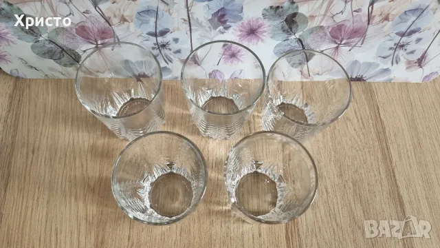 Комплект от 5 броя стъклени чаши за вода/уиски, снимка 2 - Чаши - 55603402