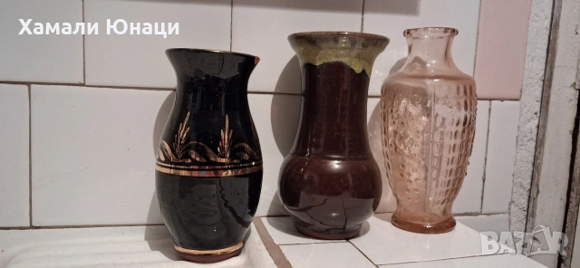 Автентичти ретро вази керамични и цветно стъкло, снимка 2 - Антикварни и старинни предмети - 54422589