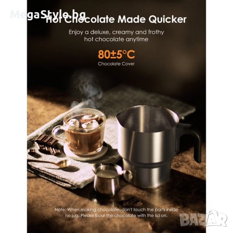Miroco Milk Frother, Електрическа машина за млечна пяна  за кафе, лате, капучино, снимка 3 - Кани - 55167016