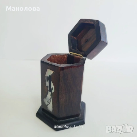 Традиционен виетнамски дървен органайзер (кутийка) за клечки за зъби, снимка 4 - Други ценни предмети - 54546431
