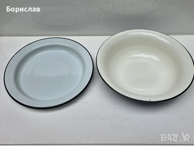 Емайлирана купа и чиния