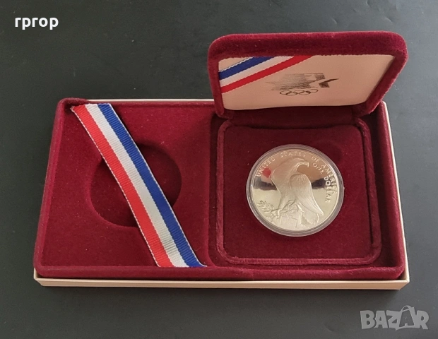 САЩ. Сребро .1 долар. 1984 година.XXIII летни Олимпийски игри. Лос Анжелис., снимка 2 - Нумизматика и бонистика - 54661700