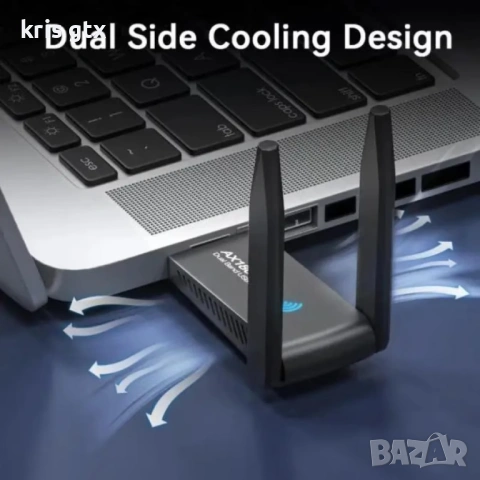 Адаптер WiFi 6 AX1800 USB 3 WiFi Adapter Dual Band 2.4/5GHz  MU‑MIMO WPA3, снимка 10 - Кабели и адаптери - 54714949