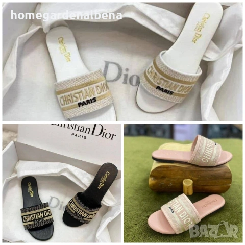 Дамски чехли с бродирано лого, три цвята — бели, розови, черни, размери 36-41