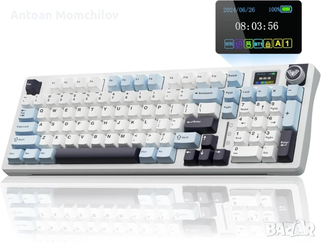 Механична клавиатура AULA S98 Pro White&Blue RGB дисплей