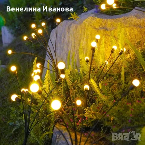 Соларни градински лампи Светулки 6 LED | Комплект 2 броя | IP65 | До 15 часа работа , снимка 3 - Соларни лампи - 55508720