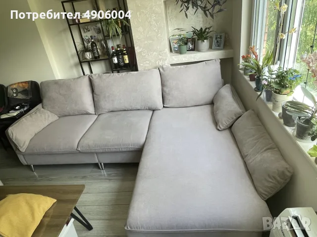 Диван ъглов сив, снимка 6 - Дивани и мека мебел - 55511134