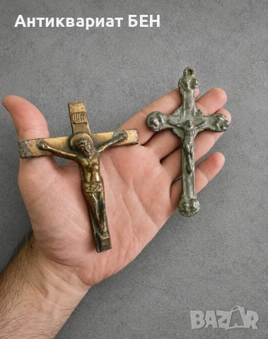 ✝️ ДВА ВИНТИДЖ КРЪСТА С РАЗПЯТИЕ ✝️, снимка 5 - Антикварни и старинни предмети - 55138714