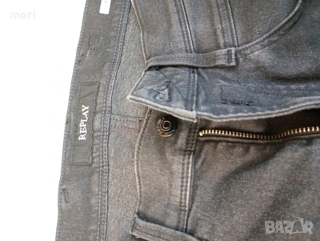 Оригинални Replay ANBASS Slim Fit дънки W33 L32 – черни, еластични, Made in Italy, снимка 8 - Дънки - 54793980