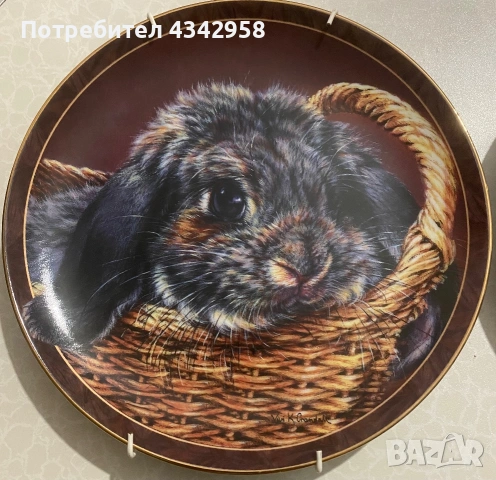 Колекционерски декоративни порцеланови чинии Bradford Exchange “Bunny Tales” – Vivi Crandall, 1997 г, снимка 7 - Антикварни и старинни предмети - 55073043