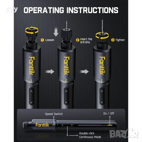 Fanttik K2 Nano 3.7V прецизна електрическа бормашина, снимка 6 - Бормашини - 55450893