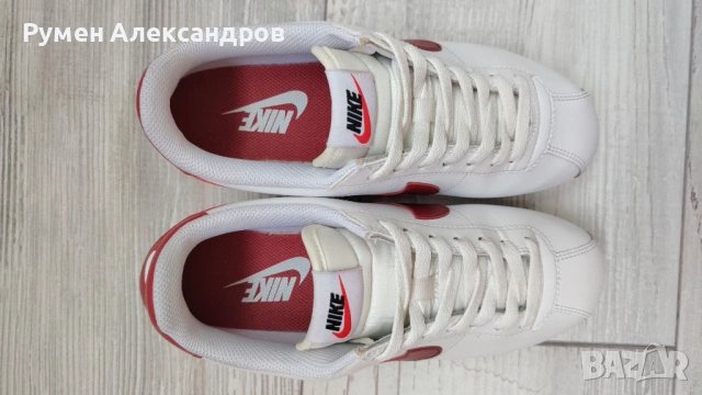 Бели кожени дамски маратонки NIKE CORTEZ размер EUR38, снимка 5 - Маратонки - 54635166