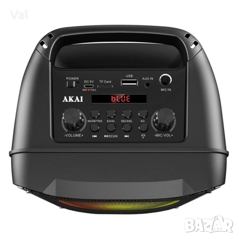 Преносима тонколона с Bluetooth LED дисплей USB слот AUX вход AKAI ABTS-V10, снимка 5 - Bluetooth тонколони - 54826933