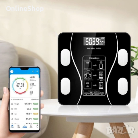 Смарт фитнес кантар Bluetooth, анализ на тялото 14 показателя, снимка 2 - Смарт гривни - 54012648