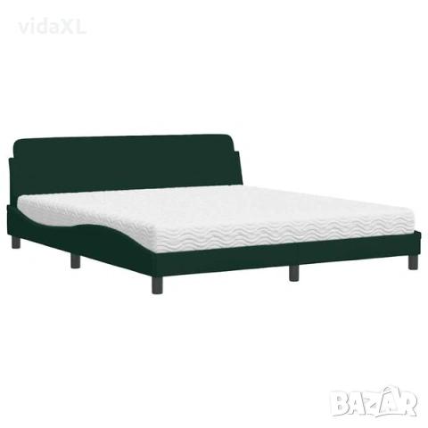 vidaXL Легло с матрак Dover, тъмнозелено, 180x200 см(SKU:3208454)