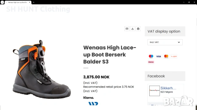 Wenaas BERSERK BALDER TEC H2O WATERPROOF Work Safety Boot разме EUR 40 работни обувки с бомбе WS1-46, снимка 2 - Мъжки боти - 54827083